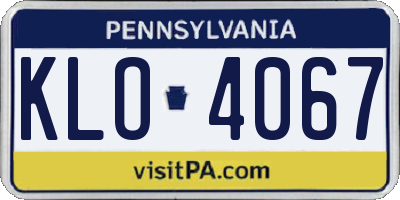 PA license plate KLO4067