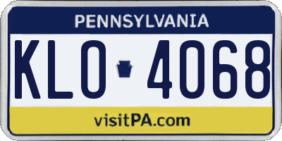 PA license plate KLO4068