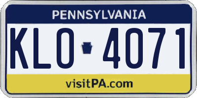 PA license plate KLO4071