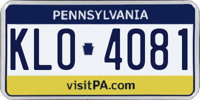 PA license plate KLO4081