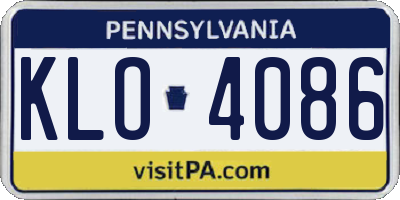 PA license plate KLO4086