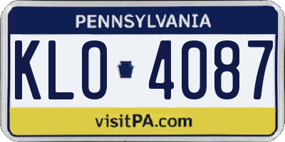 PA license plate KLO4087