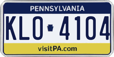 PA license plate KLO4104