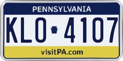 PA license plate KLO4107
