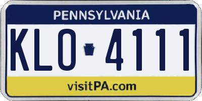 PA license plate KLO4111