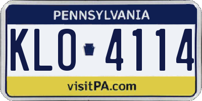 PA license plate KLO4114