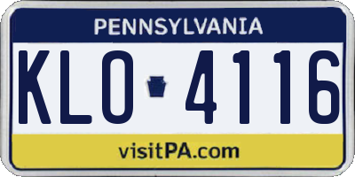 PA license plate KLO4116