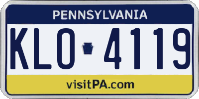 PA license plate KLO4119