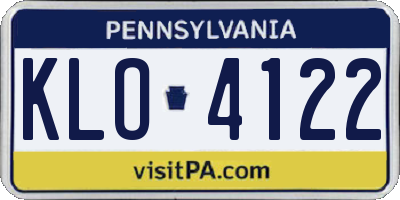 PA license plate KLO4122