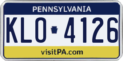 PA license plate KLO4126
