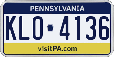 PA license plate KLO4136