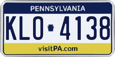 PA license plate KLO4138