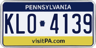 PA license plate KLO4139