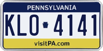 PA license plate KLO4141