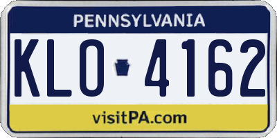 PA license plate KLO4162
