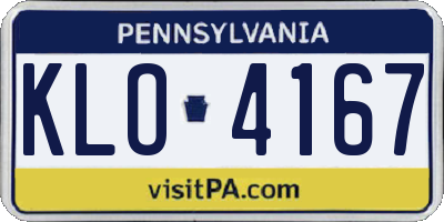 PA license plate KLO4167