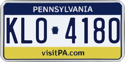 PA license plate KLO4180
