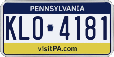 PA license plate KLO4181