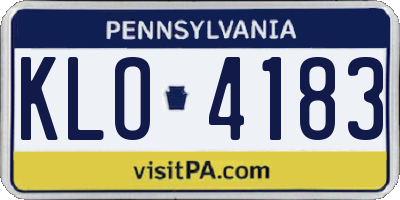 PA license plate KLO4183