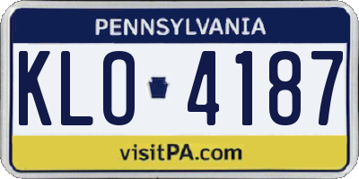 PA license plate KLO4187