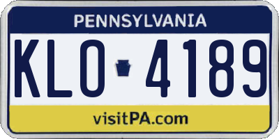 PA license plate KLO4189