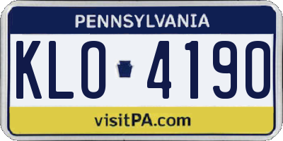 PA license plate KLO4190