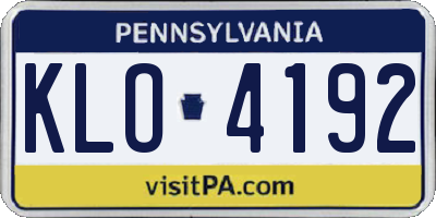 PA license plate KLO4192