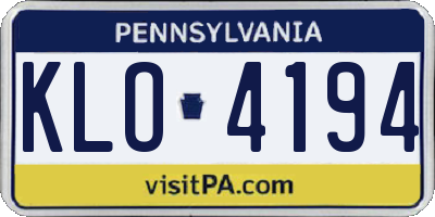 PA license plate KLO4194