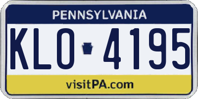 PA license plate KLO4195