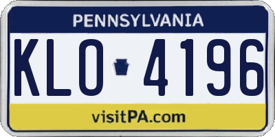 PA license plate KLO4196