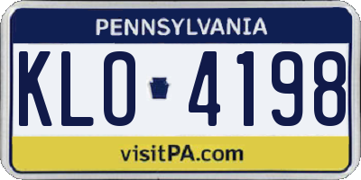 PA license plate KLO4198
