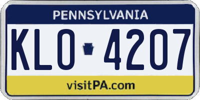 PA license plate KLO4207