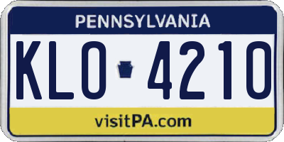 PA license plate KLO4210