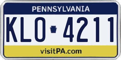 PA license plate KLO4211