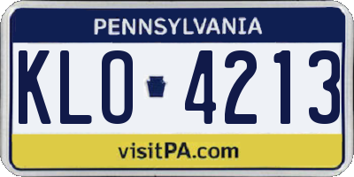 PA license plate KLO4213