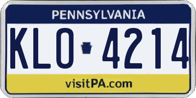 PA license plate KLO4214