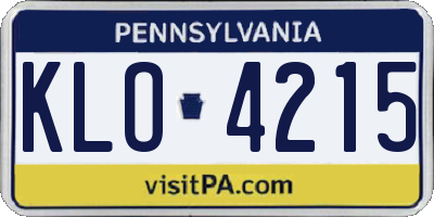 PA license plate KLO4215