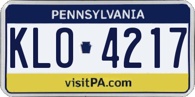 PA license plate KLO4217