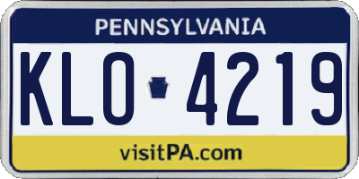 PA license plate KLO4219