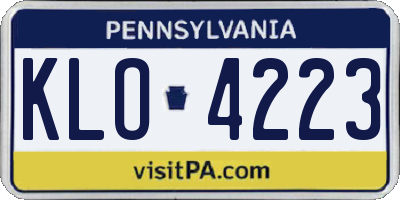 PA license plate KLO4223