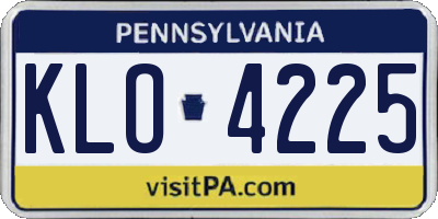 PA license plate KLO4225