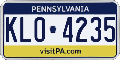 PA license plate KLO4235