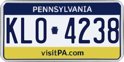 PA license plate KLO4238