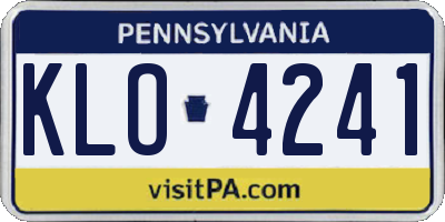 PA license plate KLO4241