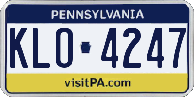 PA license plate KLO4247