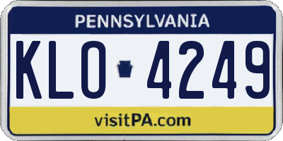 PA license plate KLO4249