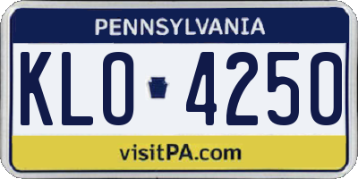 PA license plate KLO4250