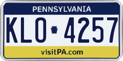 PA license plate KLO4257