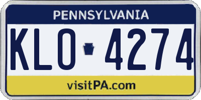 PA license plate KLO4274