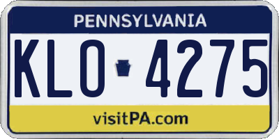 PA license plate KLO4275